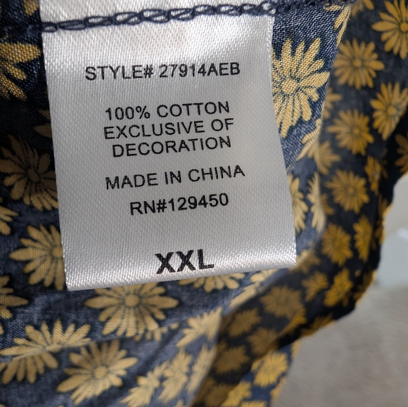 Earthbound Boho Navy and Gold Patterned Tunic 2XL - Picture 6 of 8